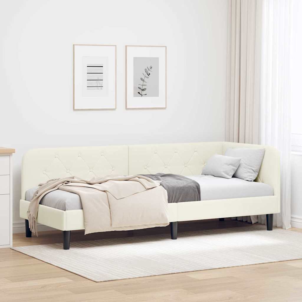 Vidaxl hoekbedframe crème 80 x 200 cm fluweel