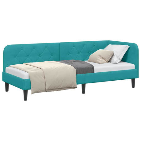 Vidaxl hoekbedframe turquoise 80 x 200 cm fluweel