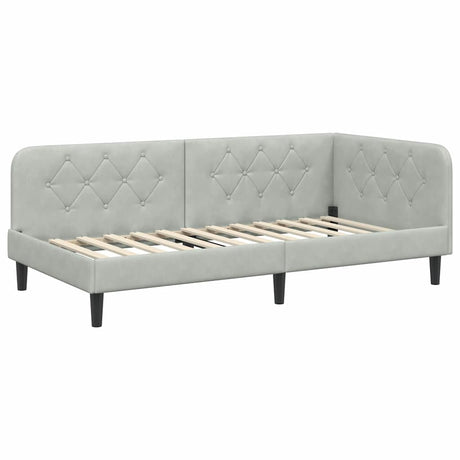 Vidaxl hoekbedframe lichtgrijs 90 x 190 cm fluweel