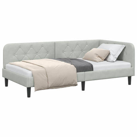 Vidaxl hoekbedframe lichtgrijs 90 x 190 cm fluweel