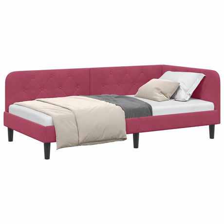 Vidaxl hoekbedframe wijnrood 90 x 190 cm fluweel