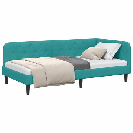 Vidaxl hoekbedframe turquoise 90 x 190 cm fluweel
