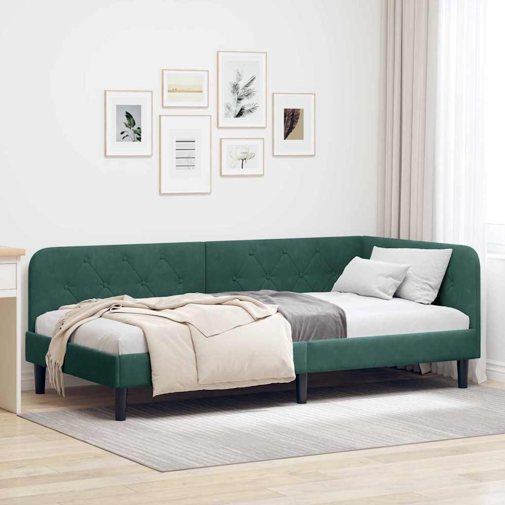 Vidaxl hoekbedframe donkergroen 90 x 200 cm fluweel