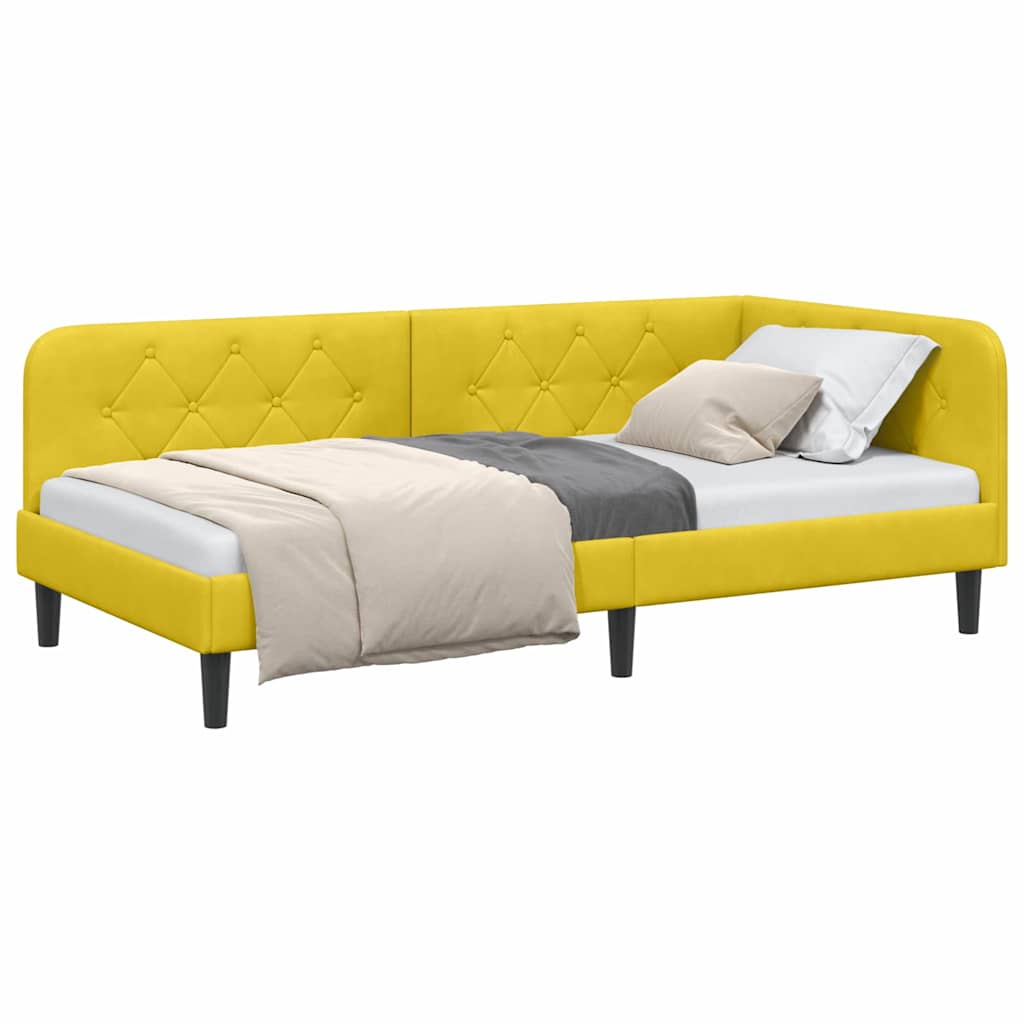 Vidaxl hoekbedframe geel 90 x 200 cm fluweel
