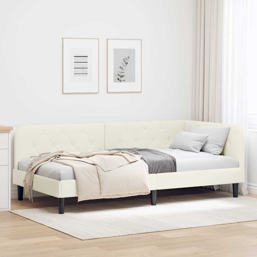 Vidaxl hoekbedframe crème 90 x 200 cm fluweel