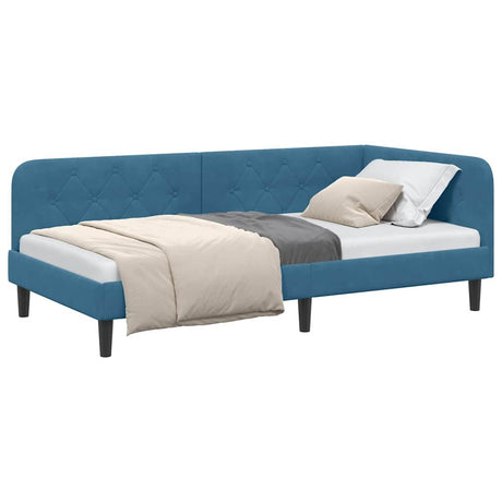 Vidaxl hoekbedframe blauw 100 x 200 cm fluweel