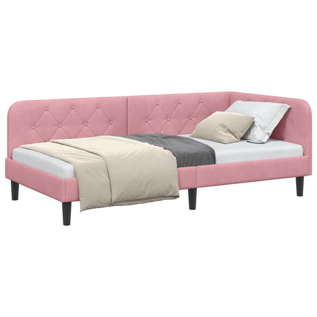 Vidaxl hoekbedframe roze 100 x 200 cm fluweel