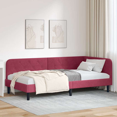 Vidaxl hoekbedframe wijnrood 100 x 200 cm fluweel