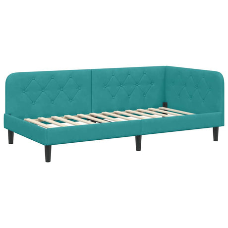 Vidaxl hoekbedframe turquoise 100 x 200 cm fluweel