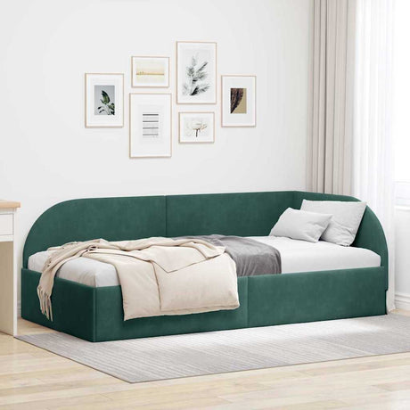 Vidaxl hoekbedframe met hoofdeinde donkergroen 80 cm x 200 cm fluweel