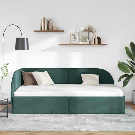 Vidaxl hoekbedframe met hoofdeinde donkergroen 80 cm x 200 cm fluweel