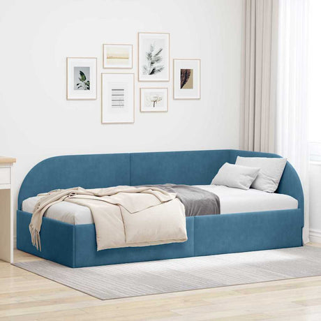 Vidaxl hoekbedframe blauw 90 x 200 cm fluweel