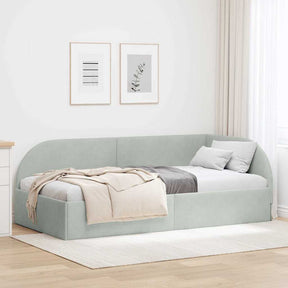Vidaxl hoekbedframe lichtgrijs 90 x 200 cm fluweel