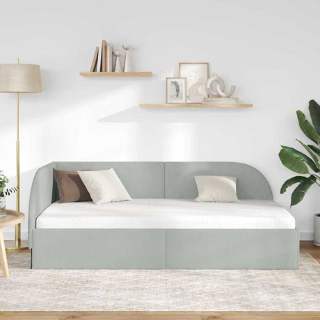 Vidaxl hoekbedframe lichtgrijs 90 x 200 cm fluweel