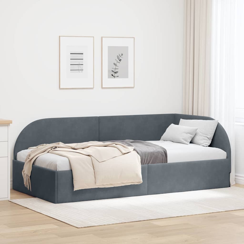 Vidaxl hoekbedframe donkergrijs 90 x 200 cm fluweel