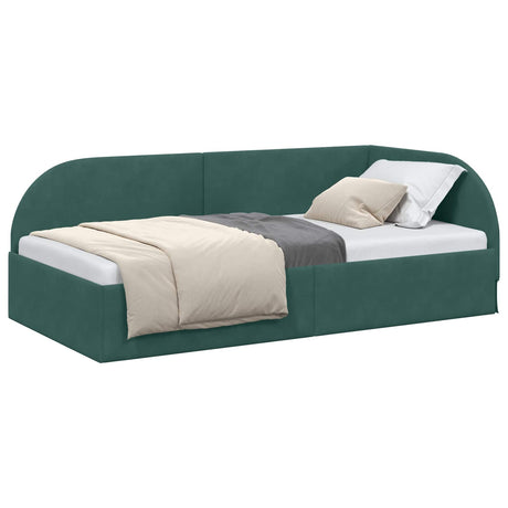 Vidaxl hoekbedframe met hoofdeinde donkergroen 90 cm x 200 cm fluweel