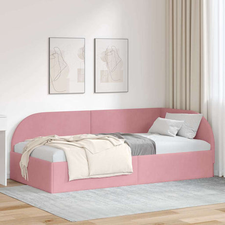 Vidaxl hoekbedframe met hoofdeinde roze 90 cm x 200 cm fluweel