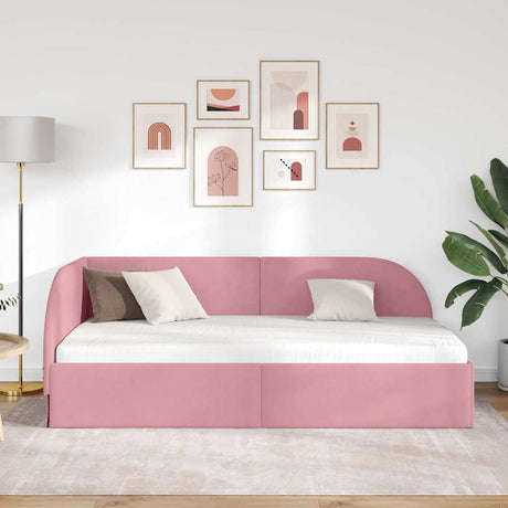 Vidaxl hoekbedframe met hoofdeinde roze 90 cm x 200 cm fluweel