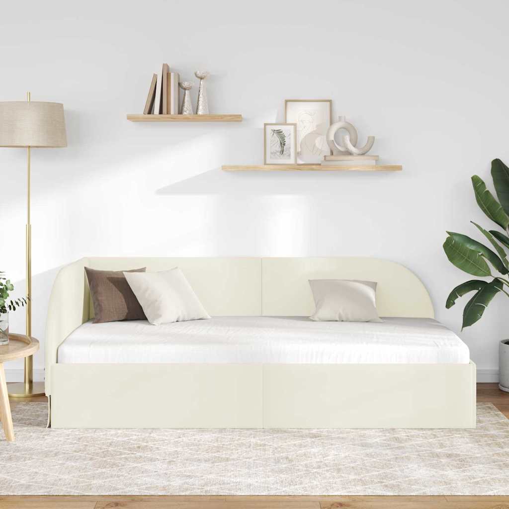 Vidaxl hoekbedframe crème 90 x 200 cm fluweel