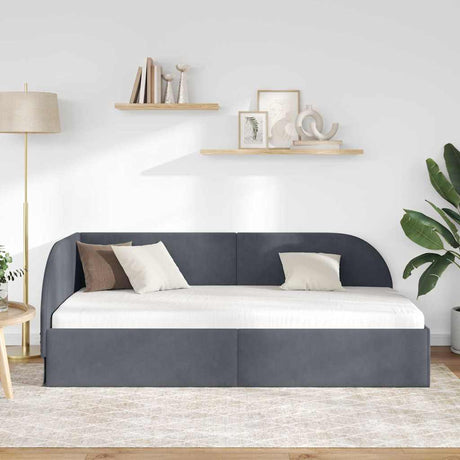 Vidaxl hoekbedframe met hoofdeinde donkergrijs 100 cm x 200 cm fluweel