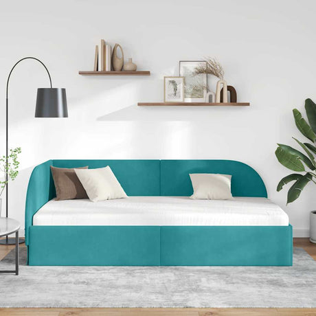 Vidaxl hoekbedframe met hoofdeinde turquoise 100 cm x 200 cm fluweel