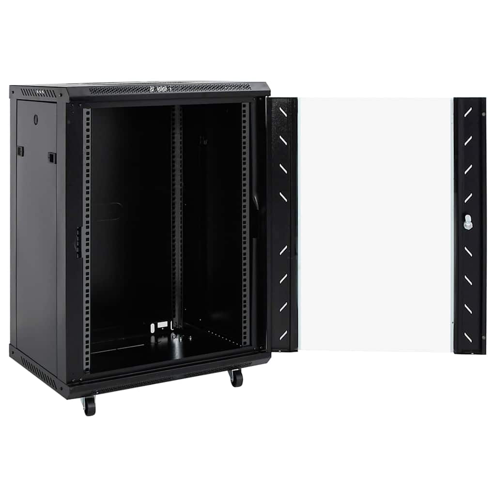 Vidaxl netwerk kabinet met opslag zwart 60 x 60 x 80 cm staal