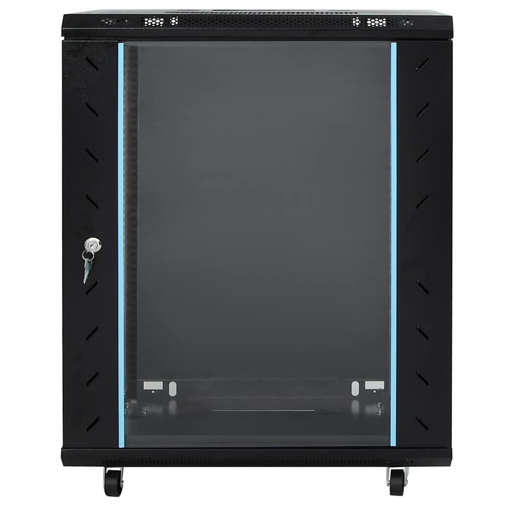 Vidaxl netwerk kabinet met opslag zwart 60 x 60 x 80 cm staal