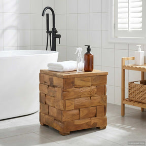 Vidaxl opbergkruk bruin 40 x 40 x 45 cm massief teakhout
