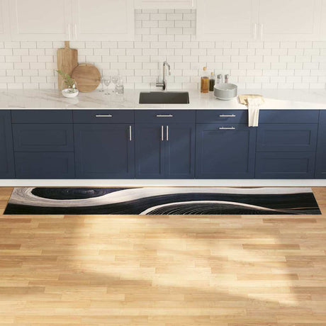 Vidaxl keuken vloerkleed zwart 300 x 60 cm fluweel