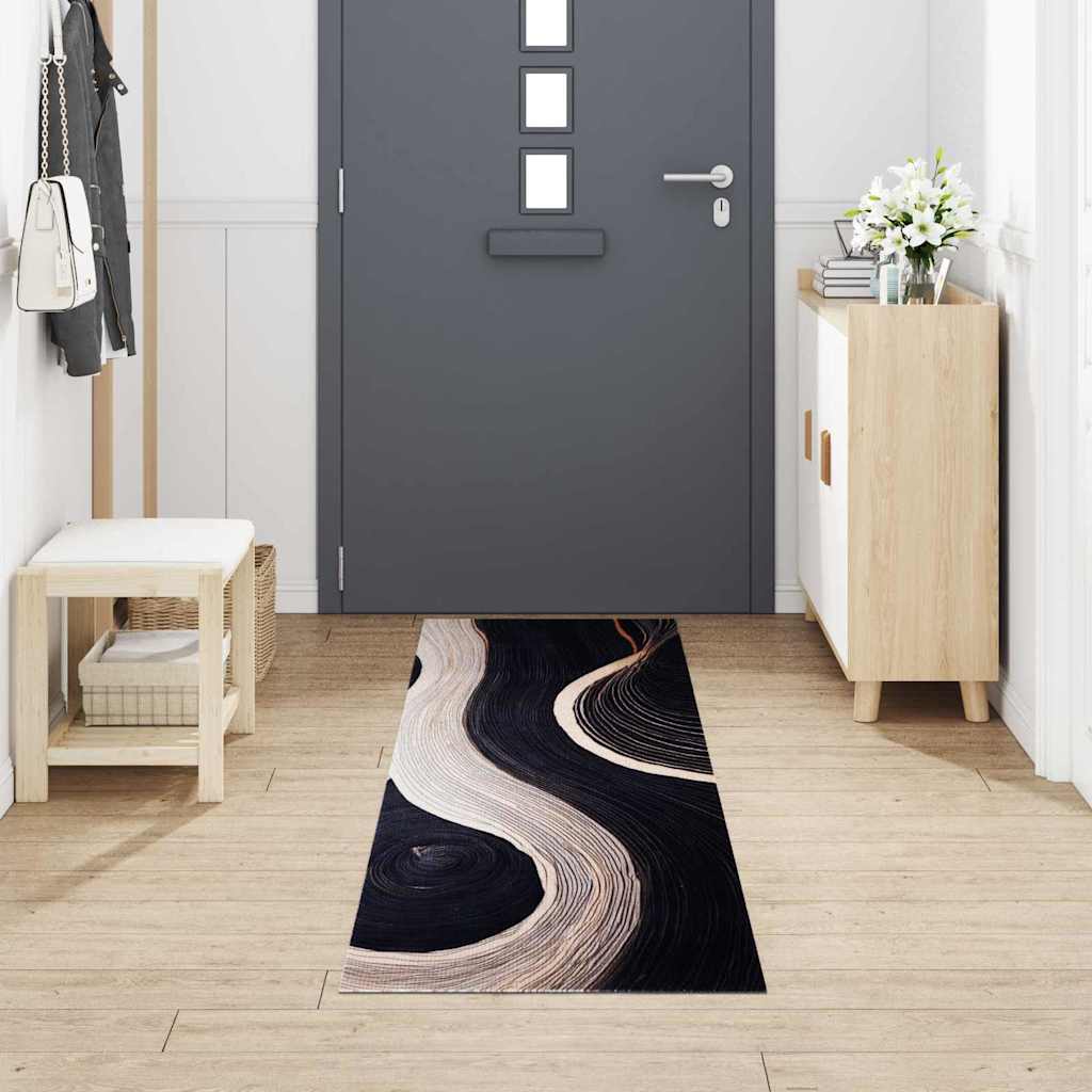 Vidaxl keuken vloerkleed zwart 300 x 60 cm fluweel