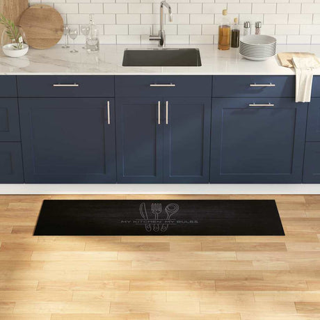 Vidaxl keuken vloerkleed bestek zwart 150 x 45 cm fluweel