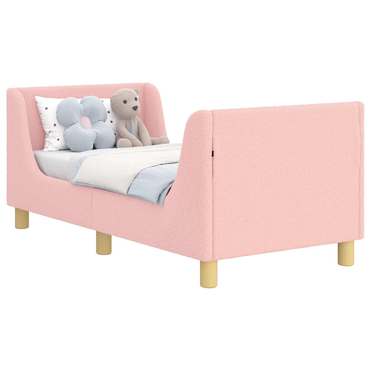 Vidaxl peuterbedframe met hoofdbord roze 70 x 140 cm bouclé