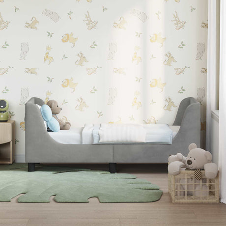 Vidaxl peuterbedframe met hoofdbord lichtgrijs 70 x 140 cm fluweel
