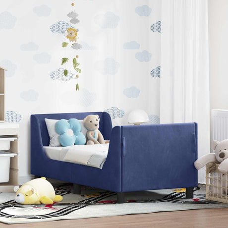 Vidaxl peuterbedframe met hoofdbord politieblauw 70 x 140 cm fluweel
