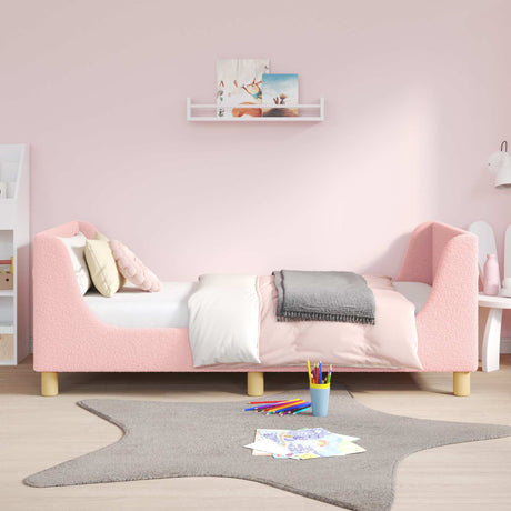Vidaxl bedframe voor kinderen met hoofdbord roze 80 x 160 cm bouclé