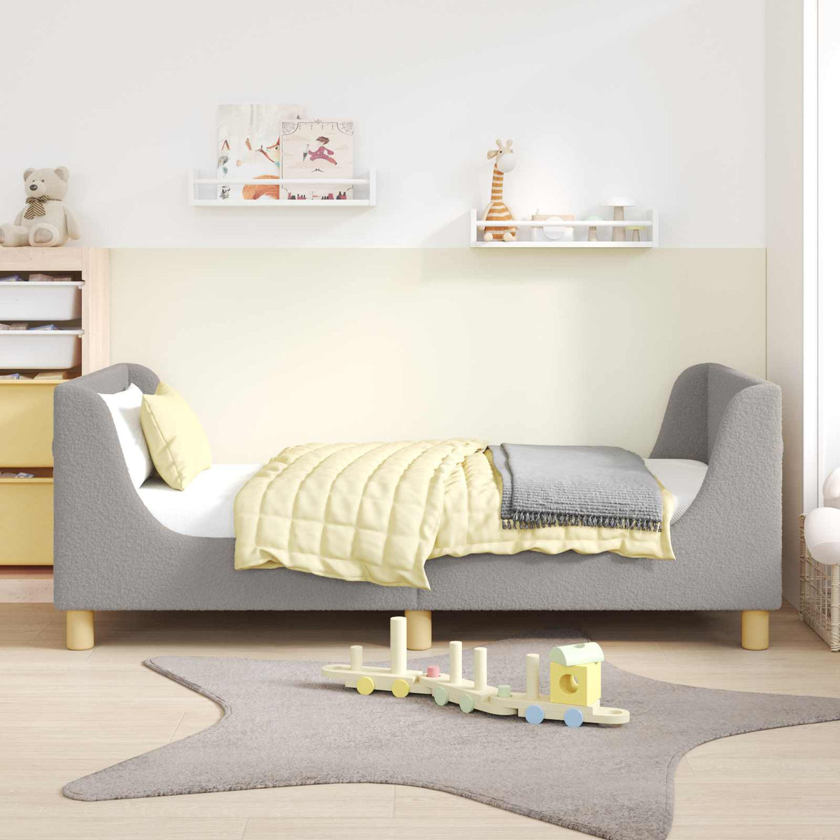 Vidaxl bedframe voor kinderen met hoofdbord lichtgrijs 80 x 160 cm