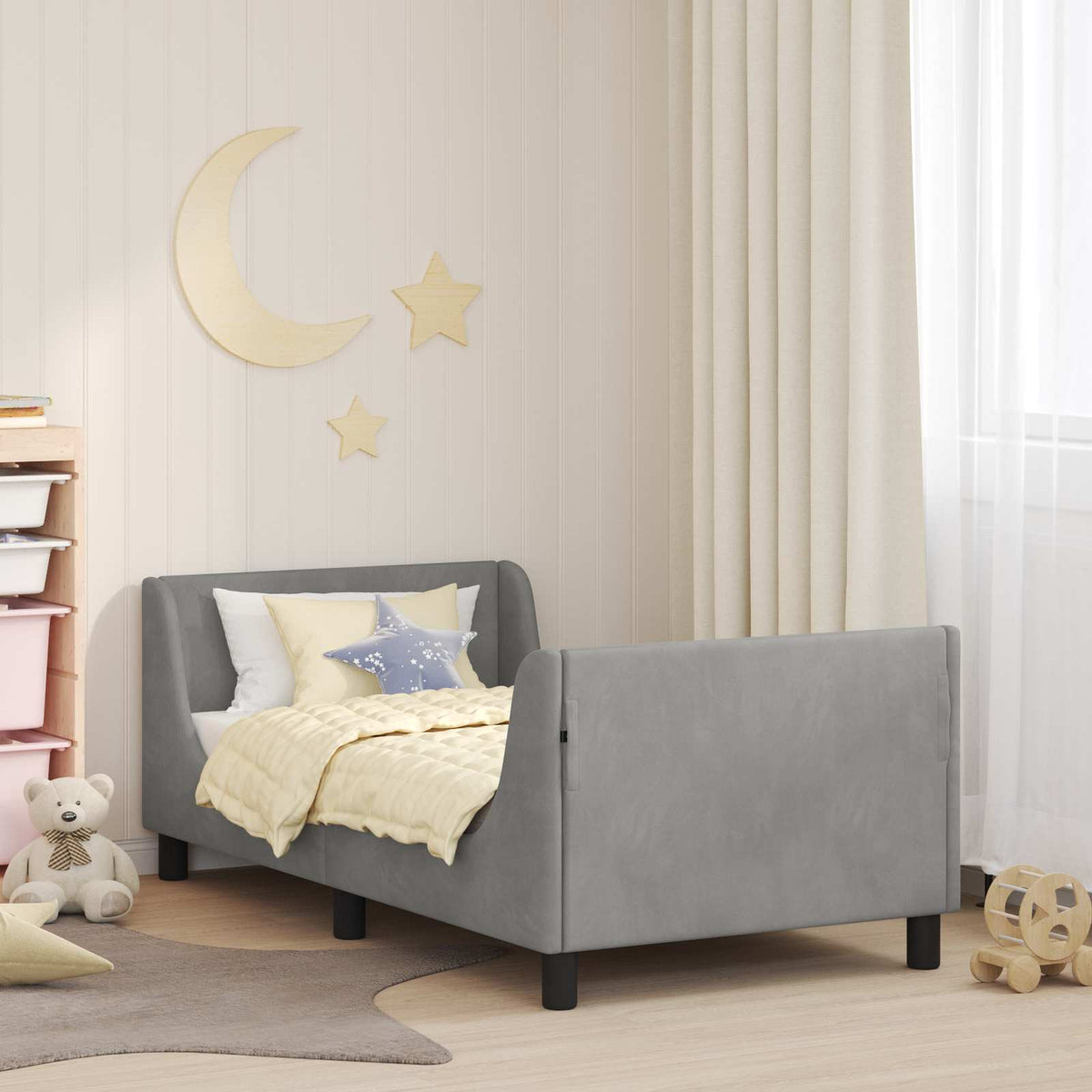 Vidaxl bedframe voor kinderen met hoofdbord lichtgrijs 80 x 160 cm