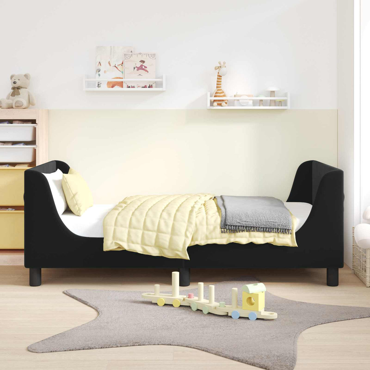 Vidaxl bedframe voor kinderen met hoofdbord zwart 80 x 160 cm fluweel