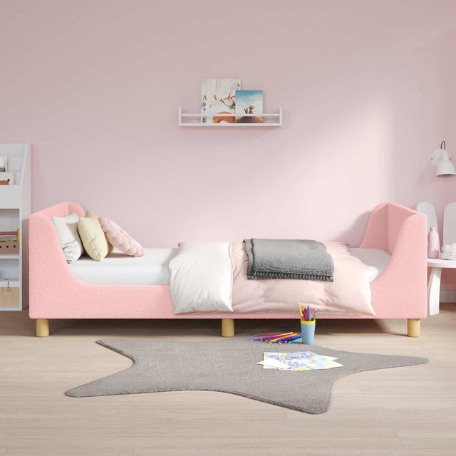 Vidaxl bedframe voor kinderen met hoofdbord roze 80 x 200 cm bouclé