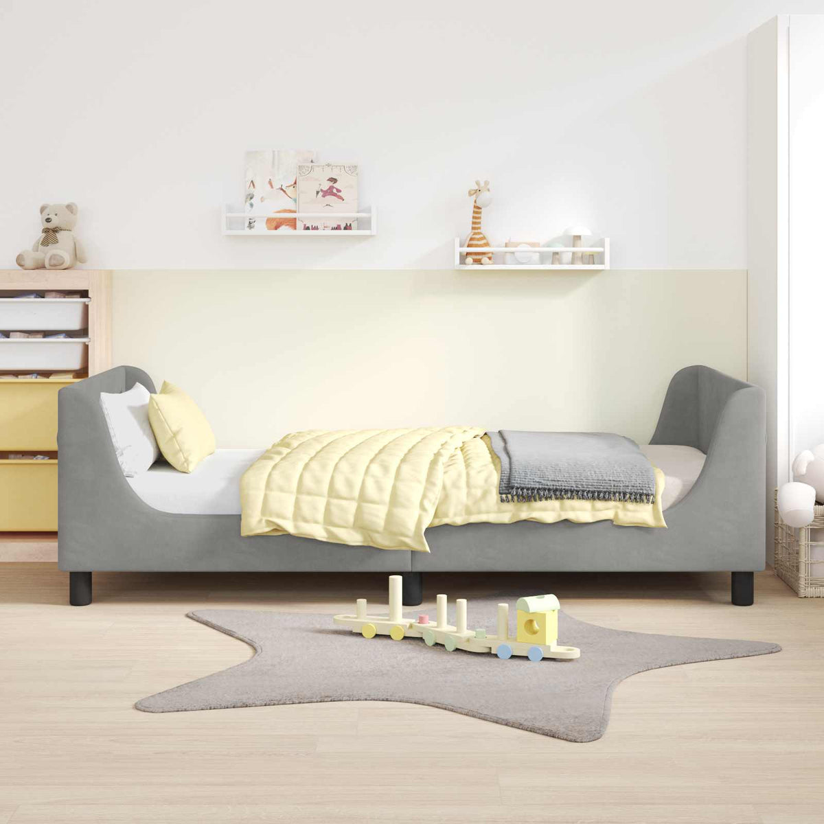 Vidaxl bedframe voor kinderen met hoofdbord lichtgrijs 80 x 200 cm