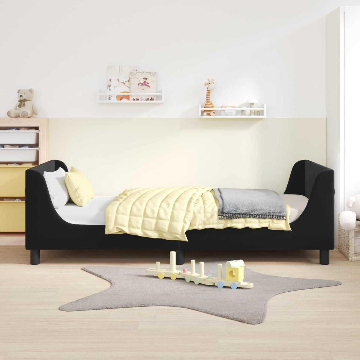 Vidaxl bedframe voor kinderen met hoofdbord zwart 80 x 200 cm fluweel