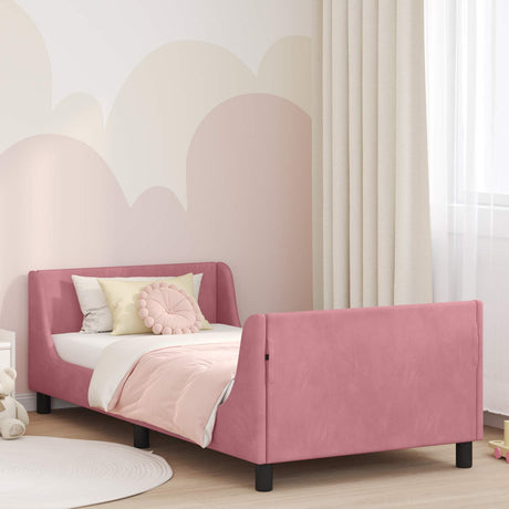 Vidaxl bedframe voor kinderen met hoofdbord roze 80 x 200 cm fluweel