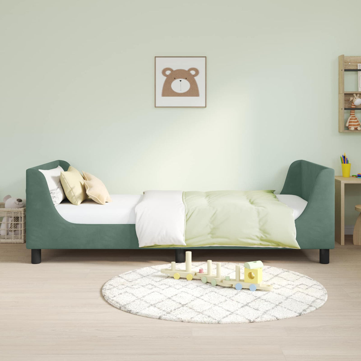 Vidaxl bedframe voor kinderen met hoofdbord zeegroen 80 x 200 cm