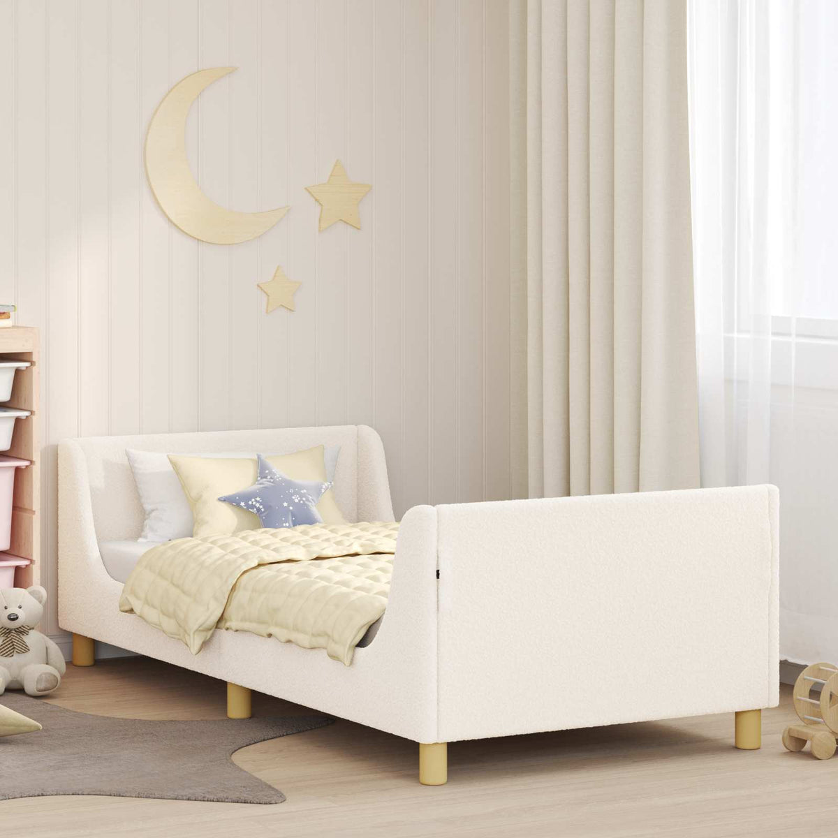 Vidaxl bedframe voor kinderen met hoofdbord crèmekleurig 90 x 190 cm