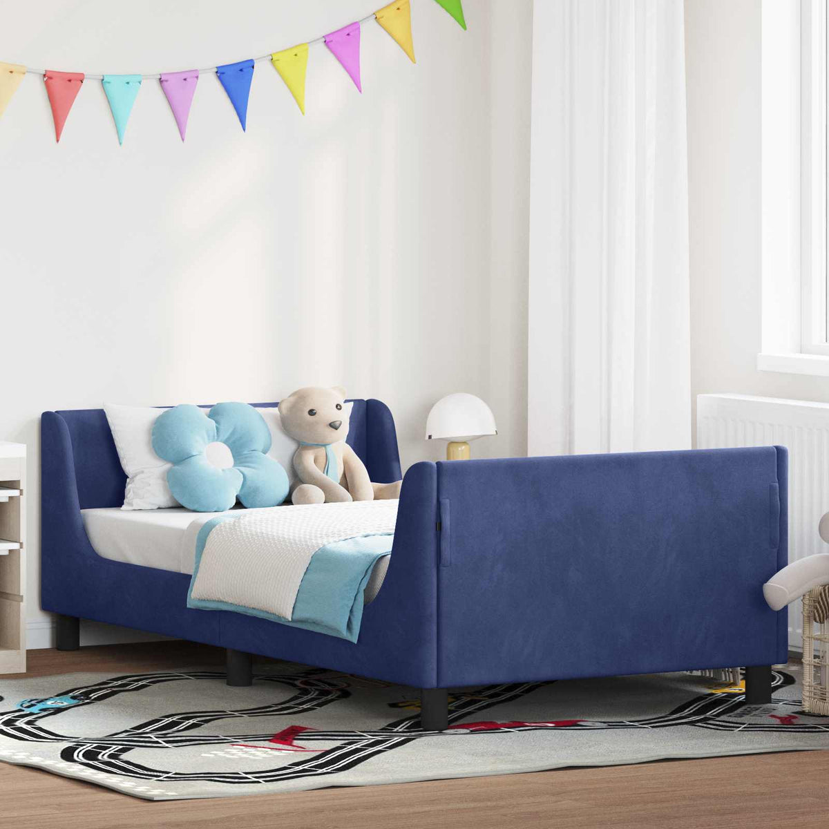 Vidaxl bedframe voor kinderen met hoofdbord politieblauw 90 x 190 cm