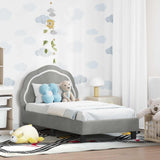 Vidaxl peuterbedframe met hoofdbord lichtgrijs 70 x 140 cm fluweel