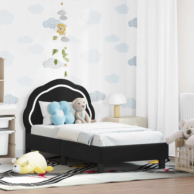 Vidaxl peuterbedframe met hoofdbord zwart 70 x 140 cm fluweel
