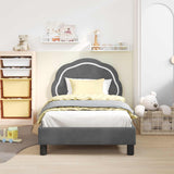 Vidaxl bedframe voor kinderen met hoofdbord donkergrijs 80 x 160 cm
