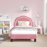 Vidaxl bedframe voor kinderen met hoofdbord roze 80 x 160 cm fluweel