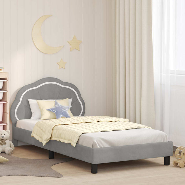 Vidaxl bedframe voor kinderen met hoofdbord lichtgrijs 90 x 190 cm